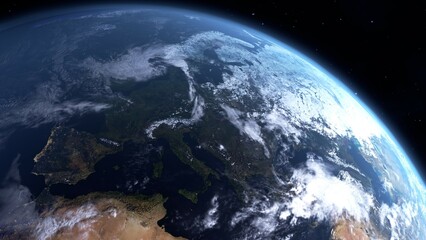 宇宙から見たヨーロッパを中心にした地球の3Dイラスト