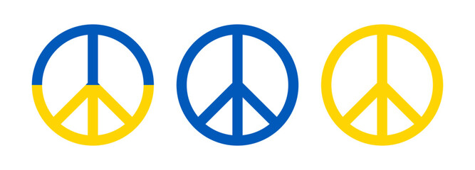 Circular peace icon symbol design. Ukraine blue yellow sign template.