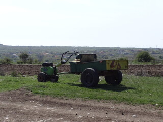 Small Retro Rural Tractor