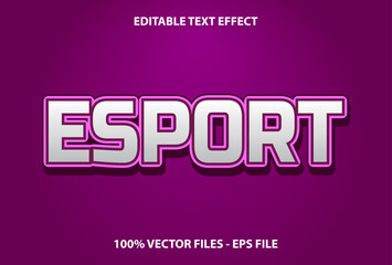 e sport text effect on purple background. design for template and editable