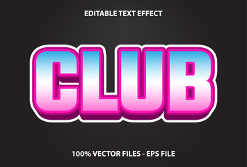 club text effect on black background. design for template and editable