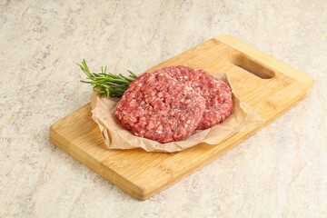 Raw beef burger cutlet for grill