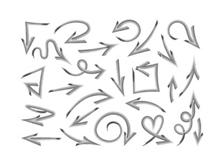 Set with different hand-drawn vectorized watercolor arrows.