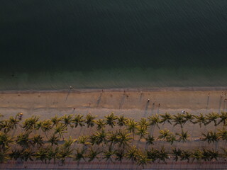 Aerial view of the beach and sea in Baeng Saen, Thailand
