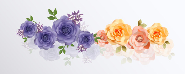 Realistic rose bouquet, rose flowers. Seasonal sales