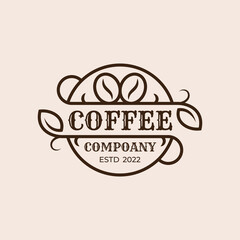 Vintage retro logos and classic emblem badge coffee shop logo design, Cup, beans, cafe vintage style objects retro vector logo