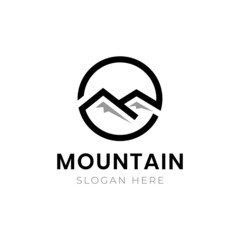 Minimalist Landscape Hills logo element Mountain Peaks River Creek Simple logo design