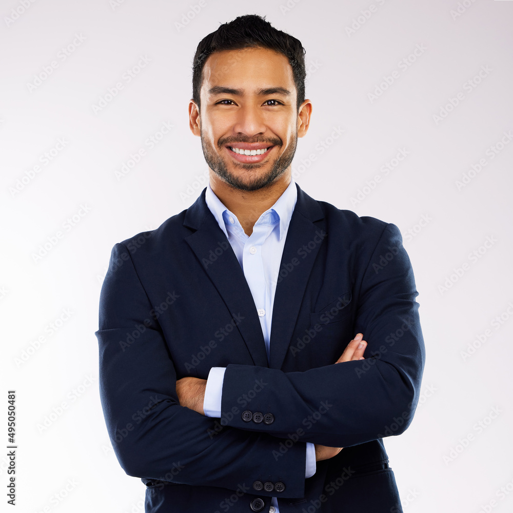 Poster Turning the invisible into the visible. Shot of a man standing against a grey background.