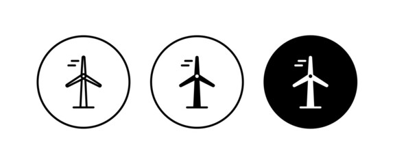 Wind energy linear icon, domestic wind turbine icon, Windmill, eco, solar and water energy editable stroke, flat design style isolated on white