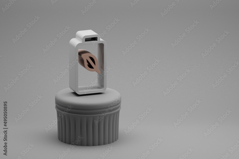 Fototapete Beautiful abstract illustrations clean energy symbol icons on a column stand and wonderful background. 3d rendering illustration. Background pattern for design. Save Ecological.