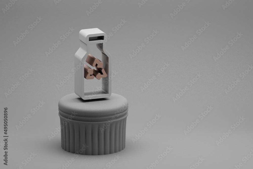Fototapete beautiful abstract illustrations recycle bottle symbol icons on a column stand and wonderful backgro