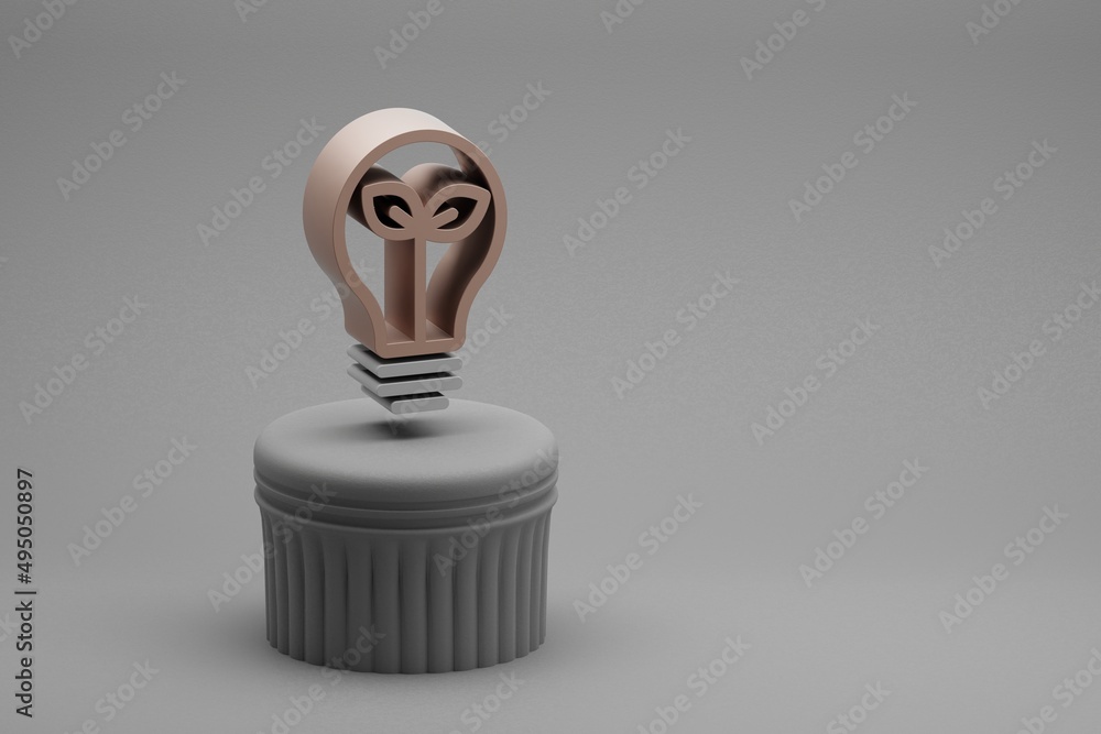 Leinwandbilder Beautiful abstract illustrations clean energy symbol icons on a column stand and wonderful background. 3d rendering illustration. Background pattern for design. Save Ecological.