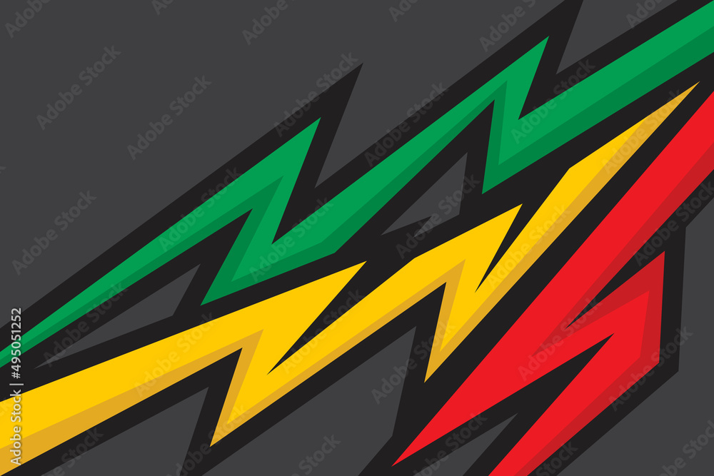 Poster simple background with gradient zigzag line pattern and with jamaican color theme