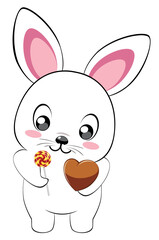 White bunny with heart