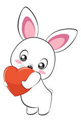 White bunny with heart