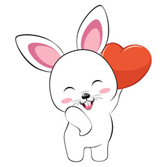 White bunny with heart