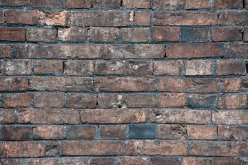 Background of old vintage brick wall texture, close up