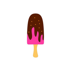Strawberry Ice Cream With Peanut Topping Icon Illustration