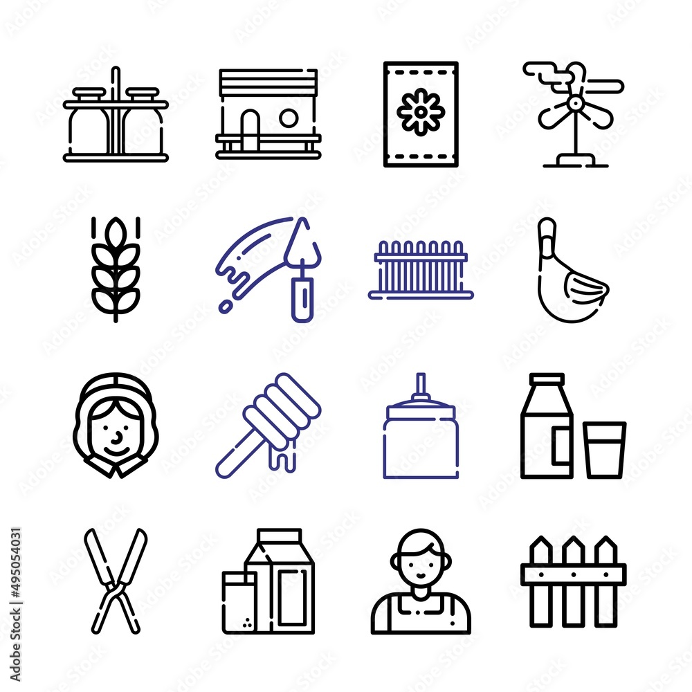 Aufkleber farm icon set with line icons. modern thin line style. suitable for web and mobile icon. vector illu