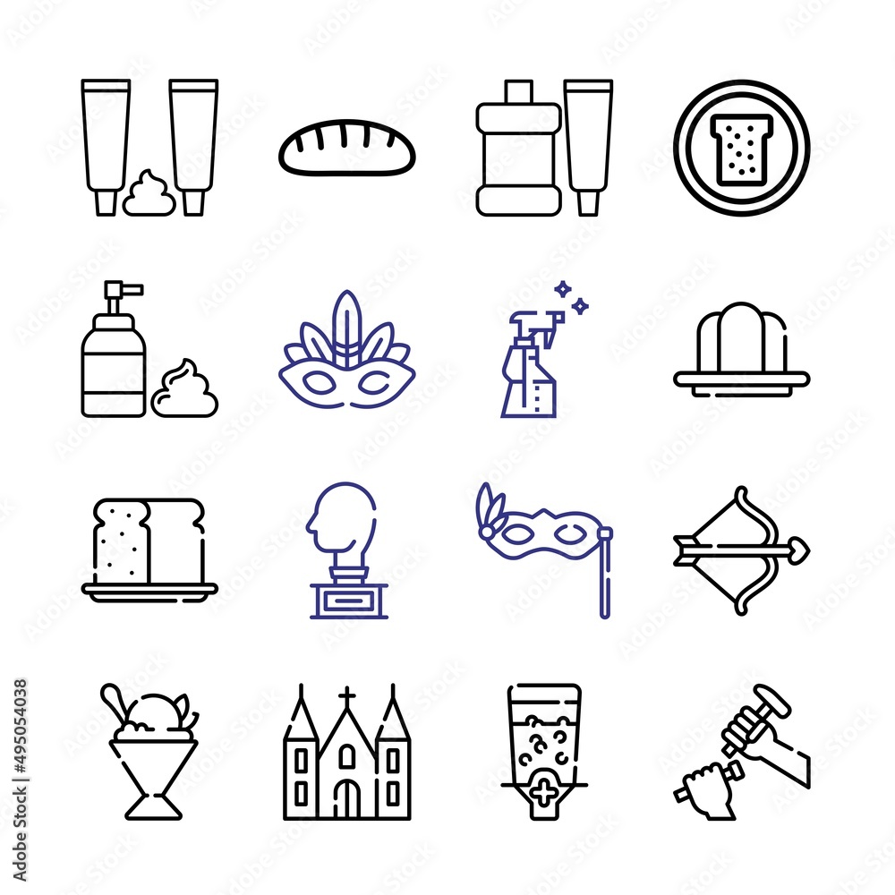 Poster gel icon set with line icons. modern thin line style. suitable for web and mobile icon. vector illus
