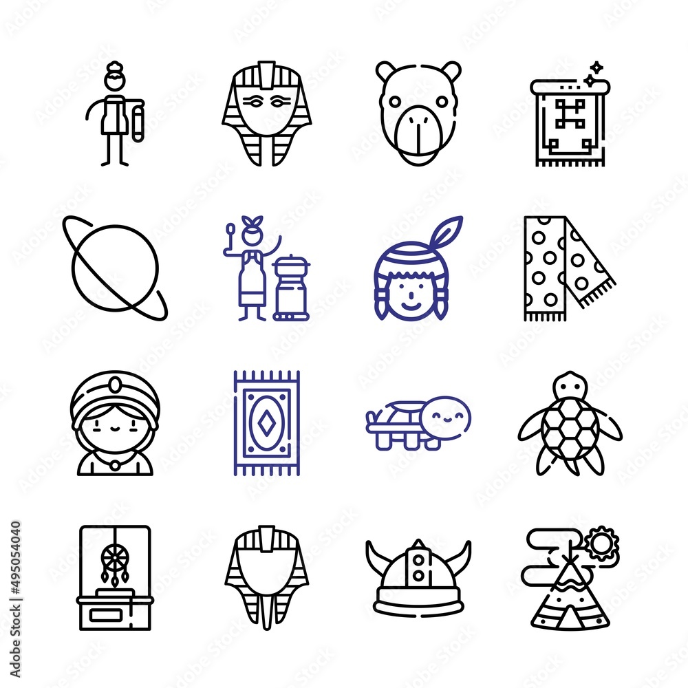 Aufkleber ethnic icon set with line icons. modern thin line style. suitable for web and mobile icon. vector il