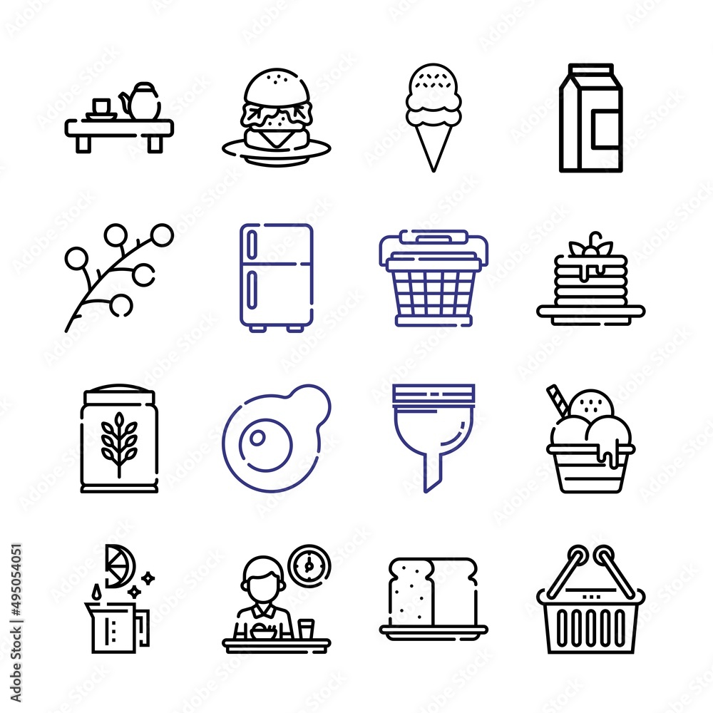 Poster fresh icon set with line icons. modern thin line style. suitable for web and mobile icon. vector ill