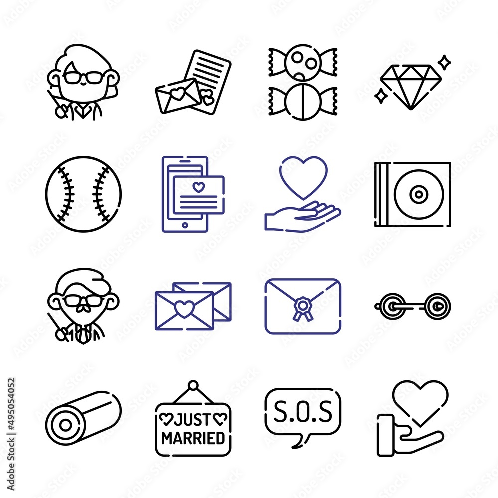 Poster font icon set with line icons. modern thin line style. suitable for web and mobile icon. vector illu