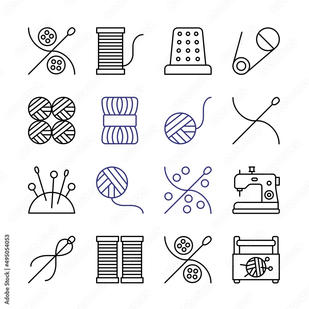 Poster sewing icon set with line icons. modern thin line style. suitable for web and mobile icon. vector il