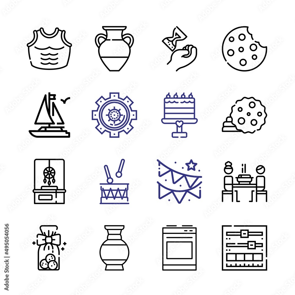Poster traditional icon set with line icons. modern thin line style. suitable for web and mobile icon. vect