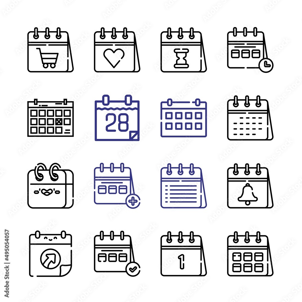Aufkleber weekly icon set with line icons. modern thin line style. suitable for web and mobile icon. vector il