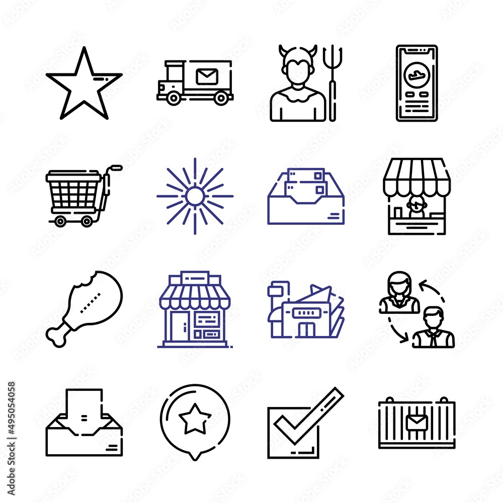 Poster good icon set with line icons. modern thin line style. suitable for web and mobile icon. vector illu