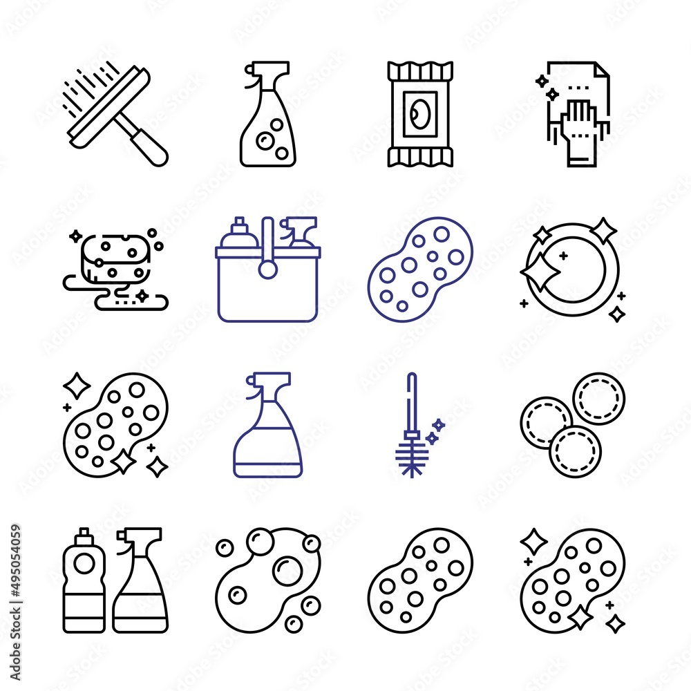 Poster sponge icon set with line icons. modern thin line style. suitable for web and mobile icon. vector il