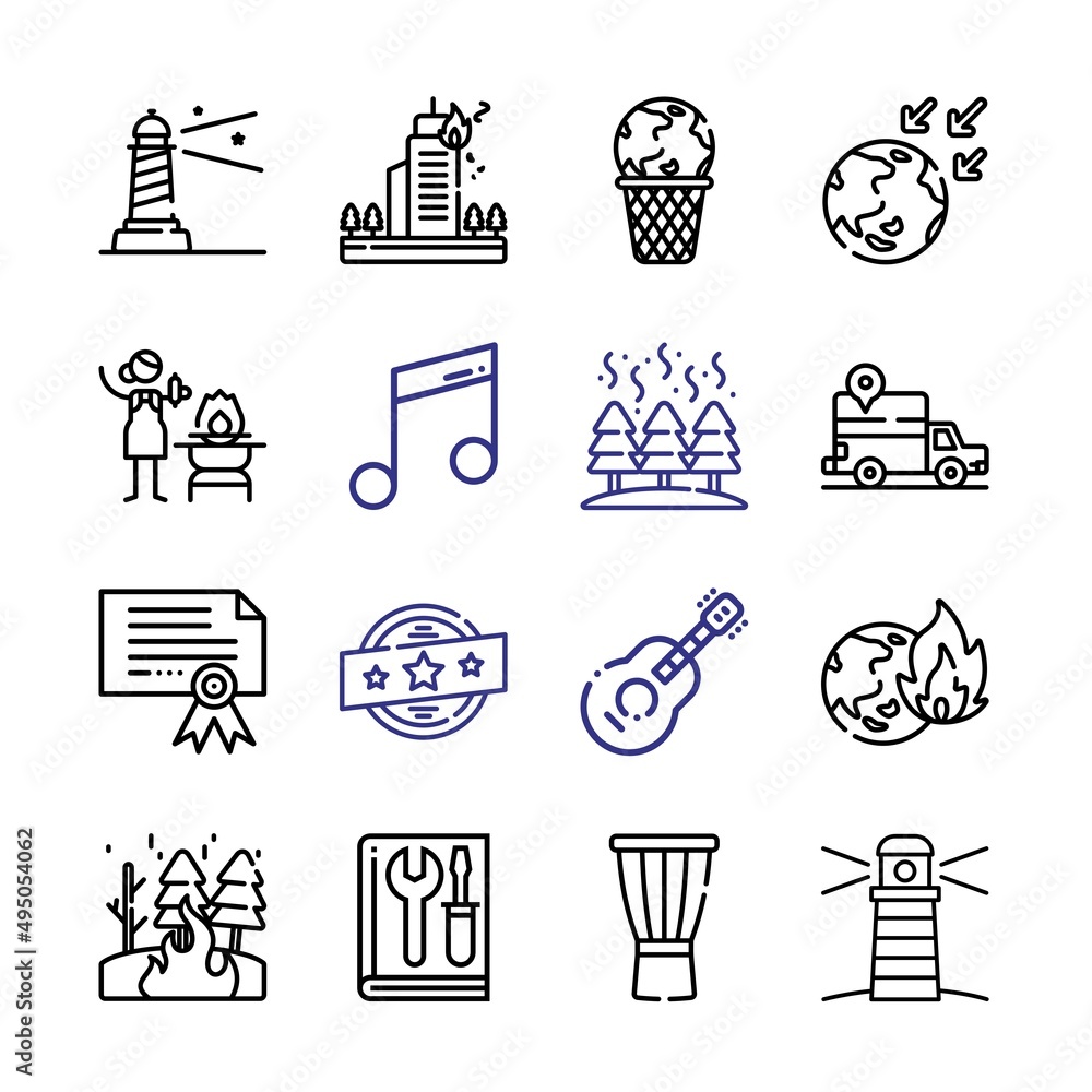 Poster gui icon set with line icons. modern thin line style. suitable for web and mobile icon. vector illus