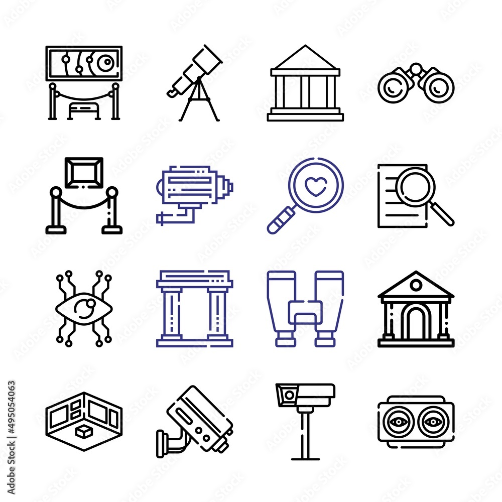 Poster looking icon set with line icons. modern thin line style. suitable for web and mobile icon. vector i