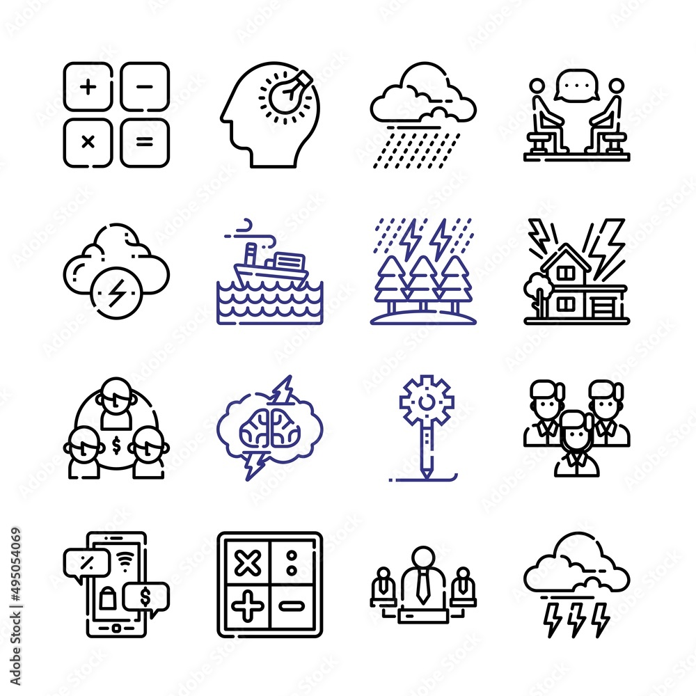 Poster brainstorming icon set with line icons. modern thin line style. suitable for web and mobile icon. ve