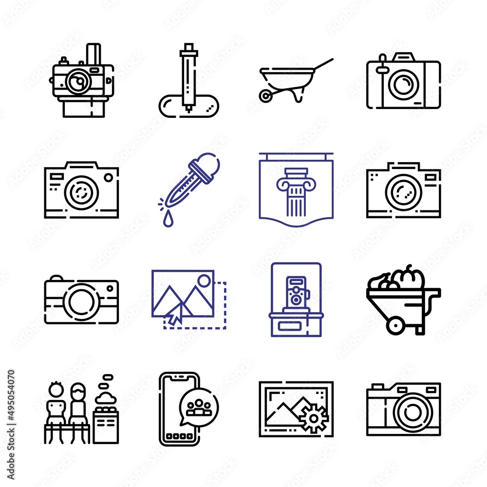 Poster collage icon set with line icons. modern thin line style. suitable for web and mobile icon. vector i