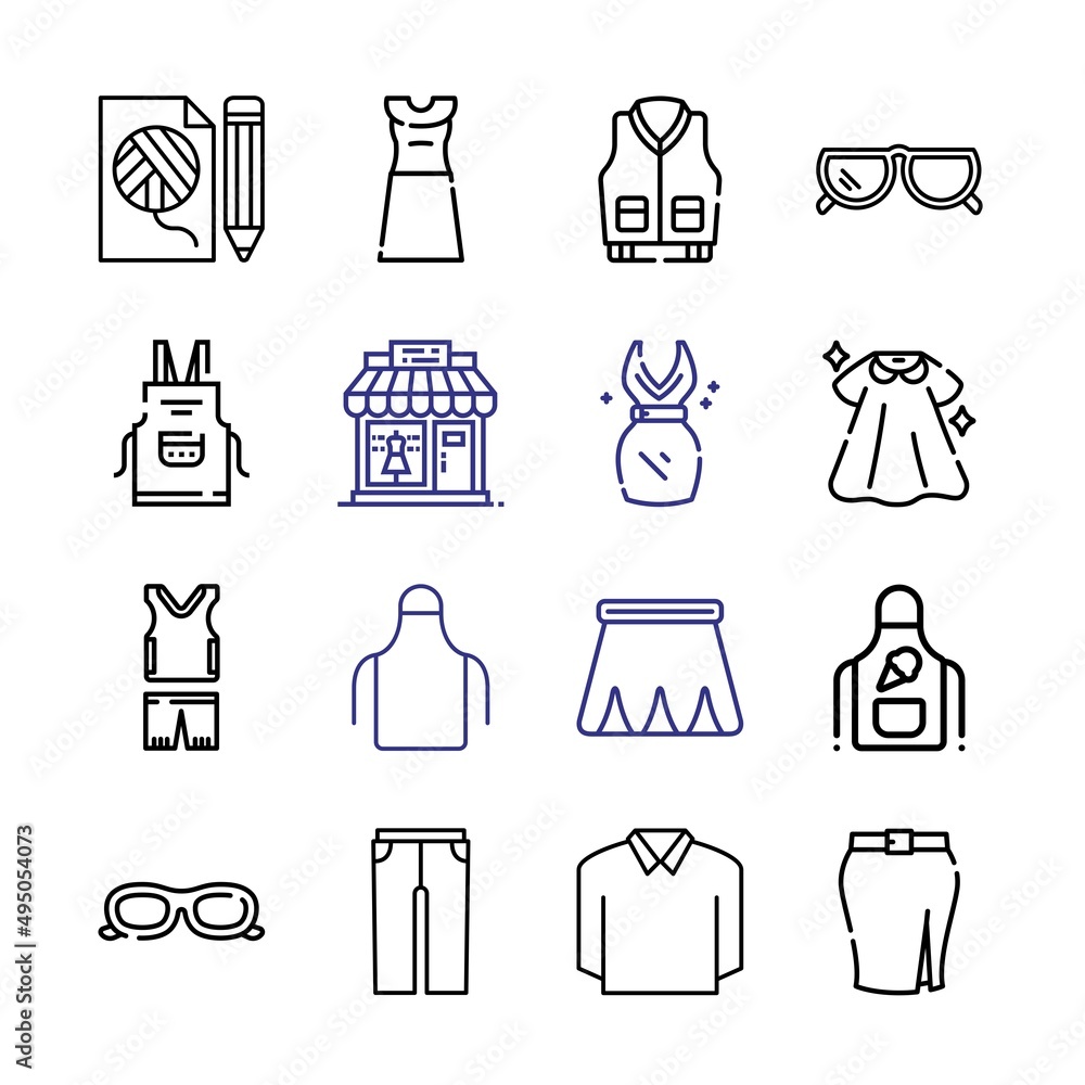 Poster outfit icon set with line icons. modern thin line style. suitable for web and mobile icon. vector il