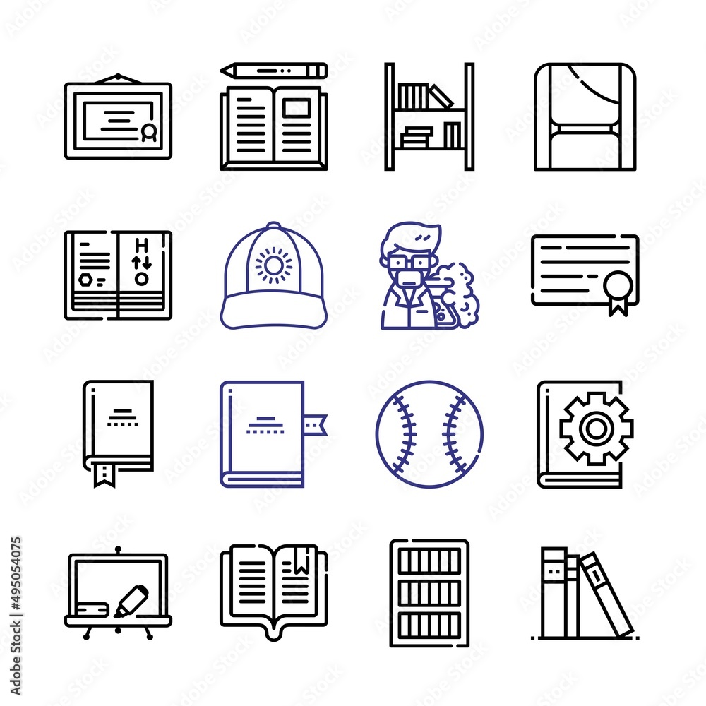 Aufkleber university icon set with line icons. modern thin line style. suitable for web and mobile icon. vecto