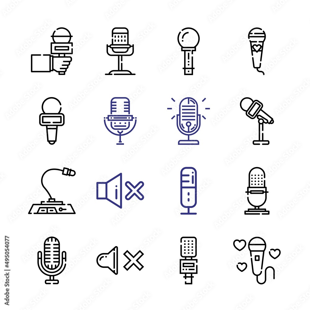 Poster karaoke icon set with line icons. modern thin line style. suitable for web and mobile icon. vector i