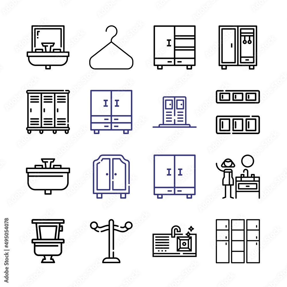 Aufkleber closet icon set with line icons. modern thin line style. suitable for web and mobile icon. vector il