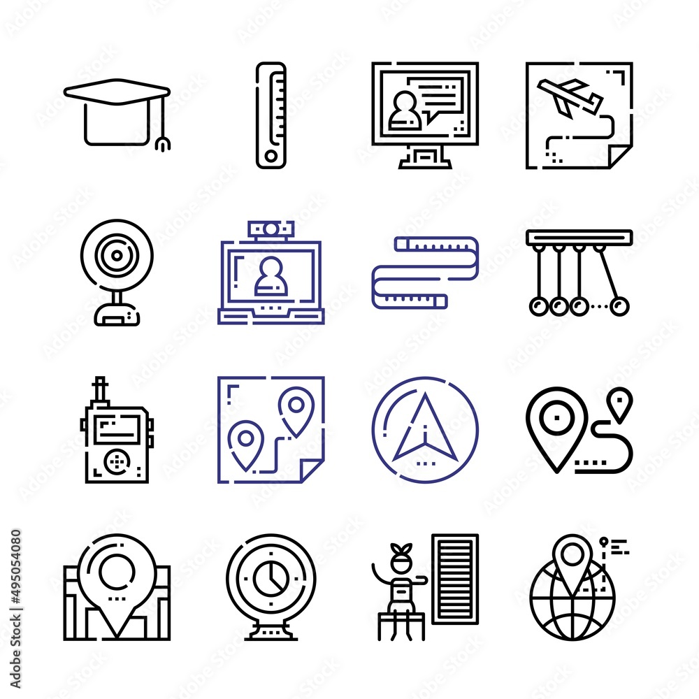 Poster distance icon set with line icons. modern thin line style. suitable for web and mobile icon. vector 