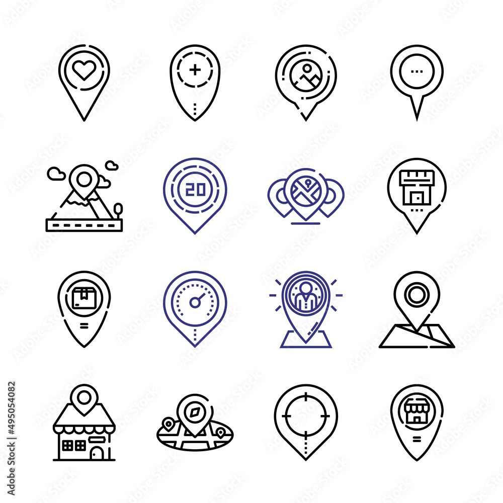 Poster schema icon set with line icons. modern thin line style. suitable for web and mobile icon. vector il