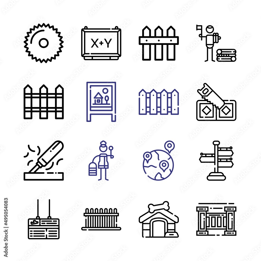 Aufkleber plank icon set with line icons. modern thin line style. suitable for web and mobile icon. vector ill