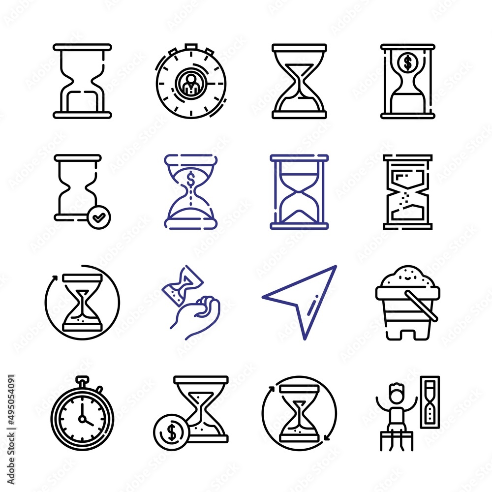 Poster hour icon set with line icons. modern thin line style. suitable for web and mobile icon. vector illu