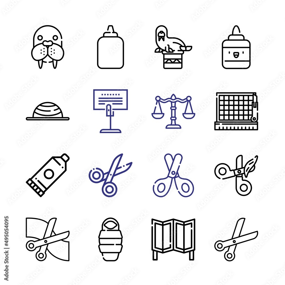 Aufkleber cutout icon set with line icons. modern thin line style. suitable for web and mobile icon. vector il