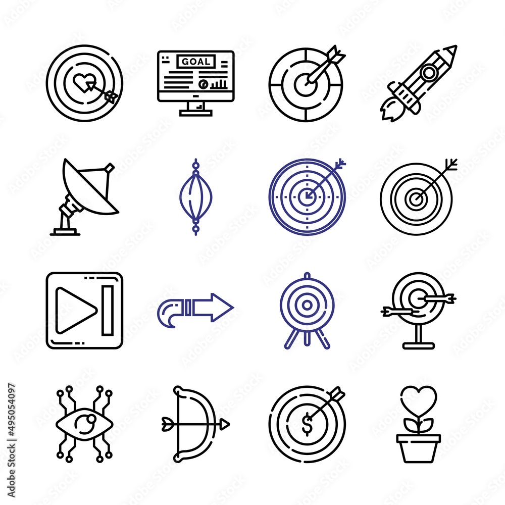 Poster target icon set with line icons. modern thin line style. suitable for web and mobile icon. vector il