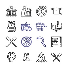 camp Icon Set with line icons. Modern Thin Line Style. Suitable for Web and Mobile Icon. Vector illustration EPS 10.