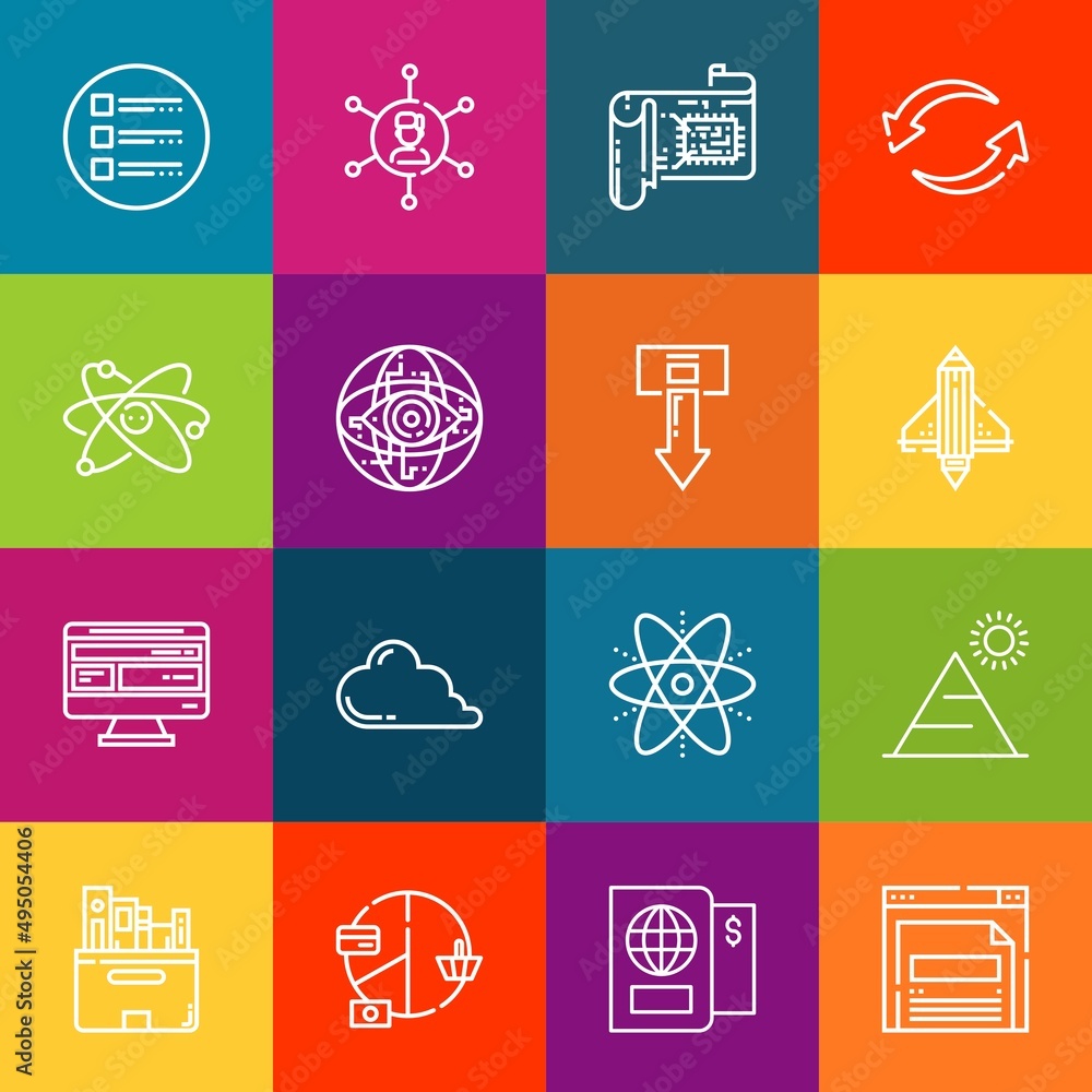 Poster modern thin line icons set of data elements. premium quality outline symbol collection. simple mono 