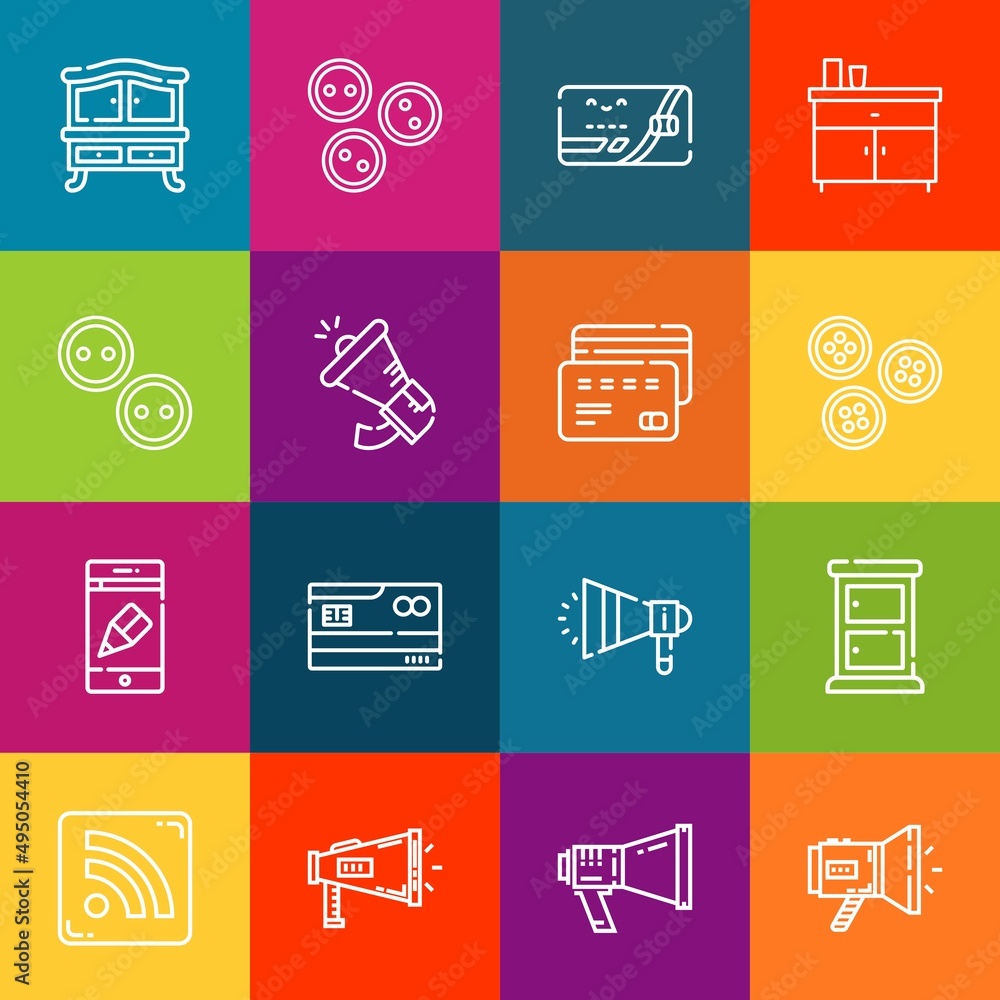 Poster modern thin line icons set of rounded elements. premium quality outline symbol collection. simple mo
