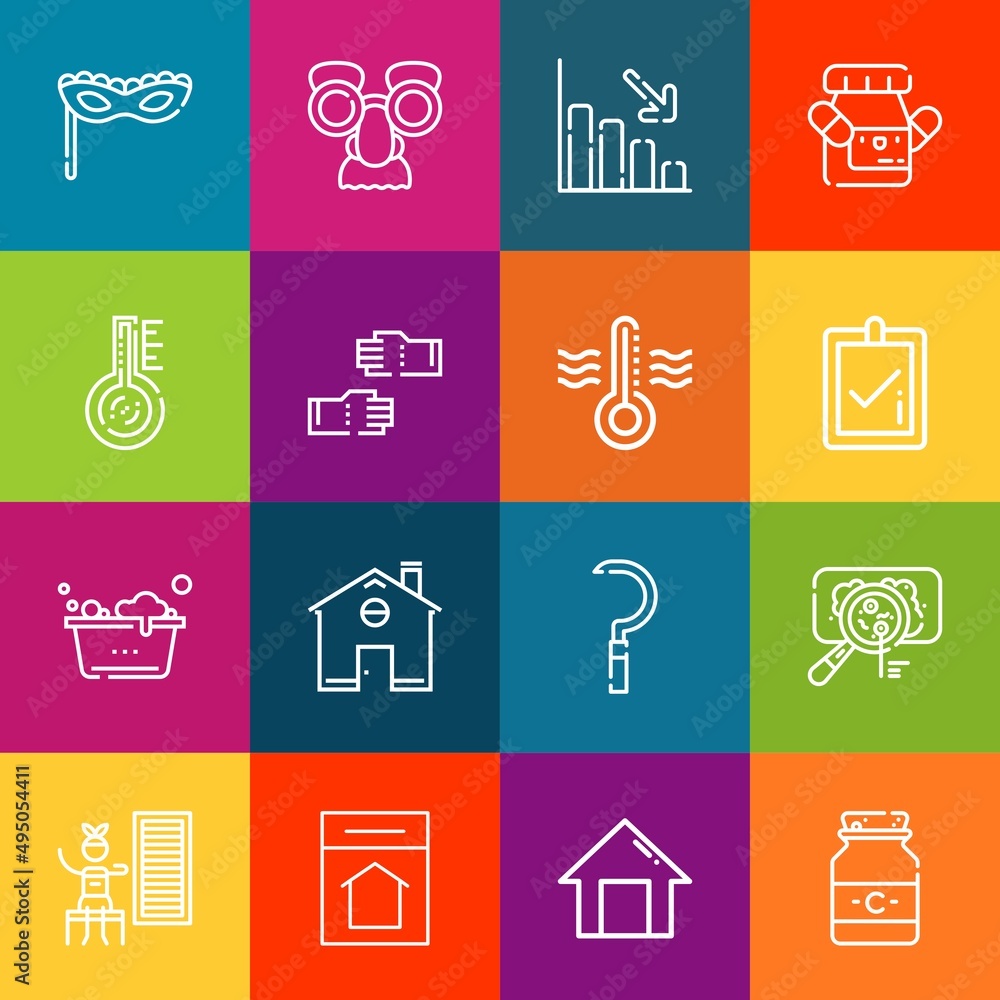 Poster modern thin line icons set of disease elements. premium quality outline symbol collection. simple mo